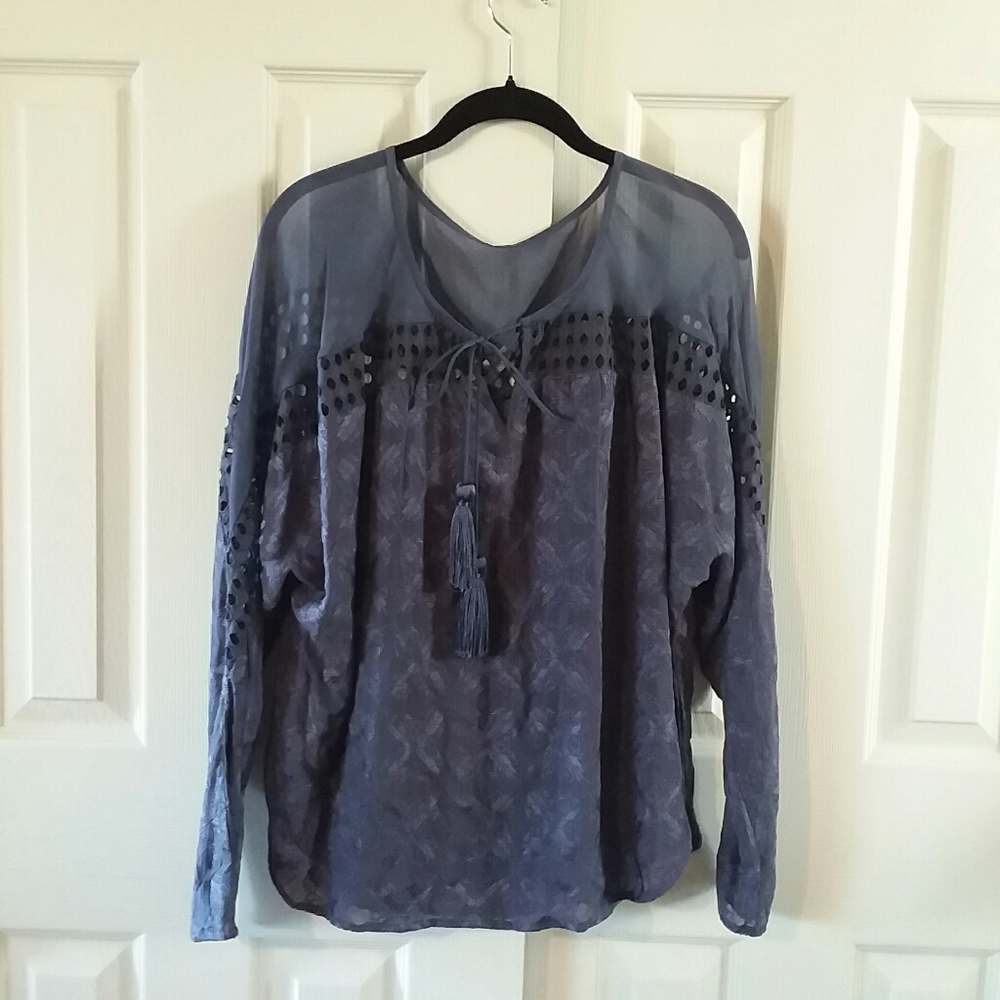 Anthropologie Love Sam Sheer And Embroidered Tunic